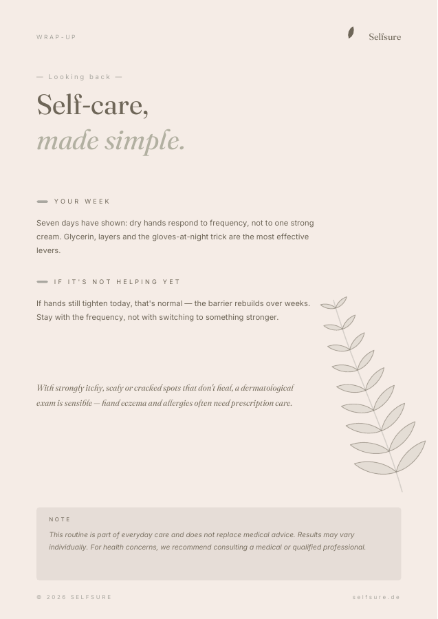 Wrap-up and guidance from the English Dry Hands routine